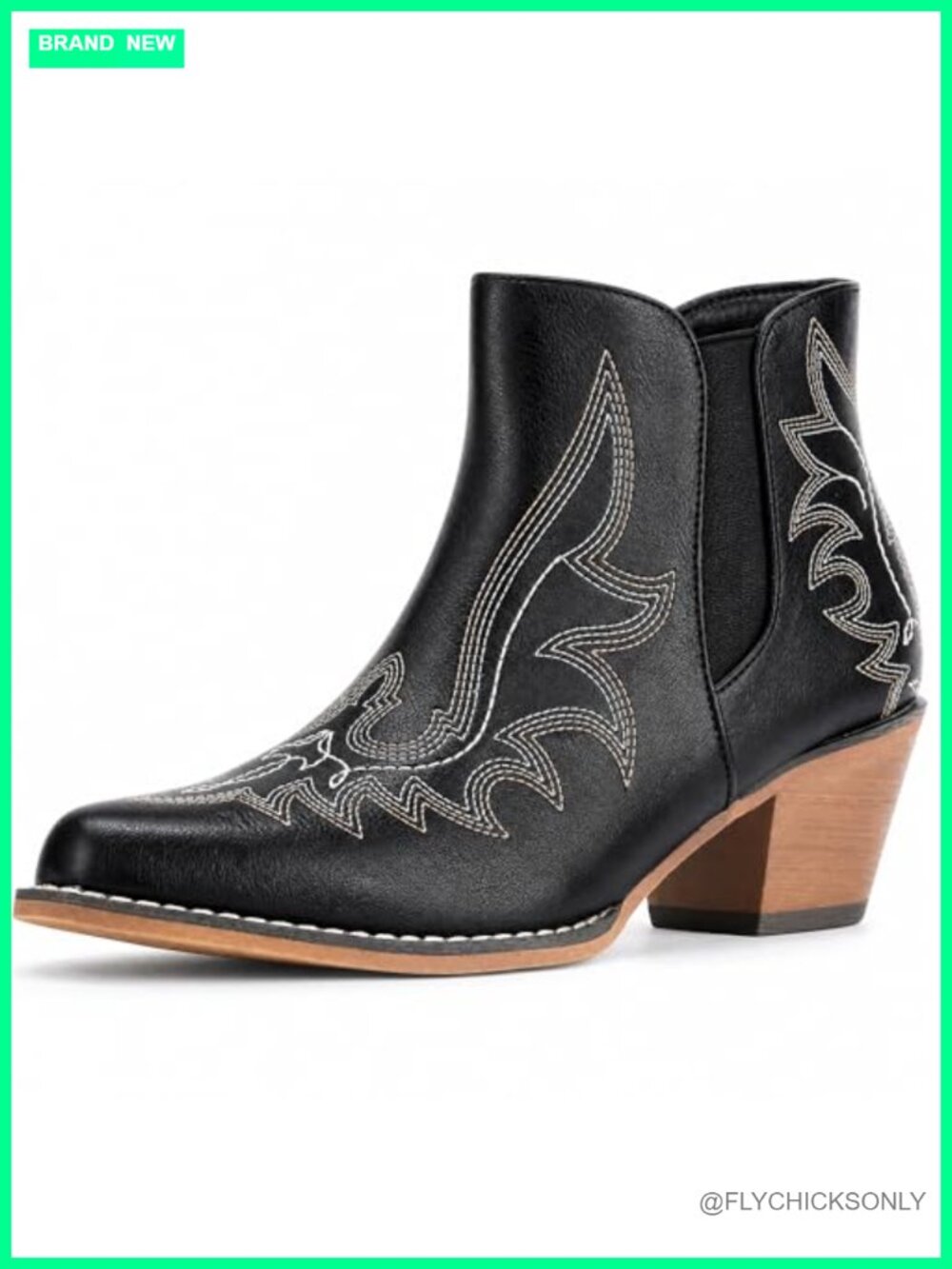 WOKOOT Ankle Cowboy Boots Women Western Faux Leather Snip Toe Zip Comfort